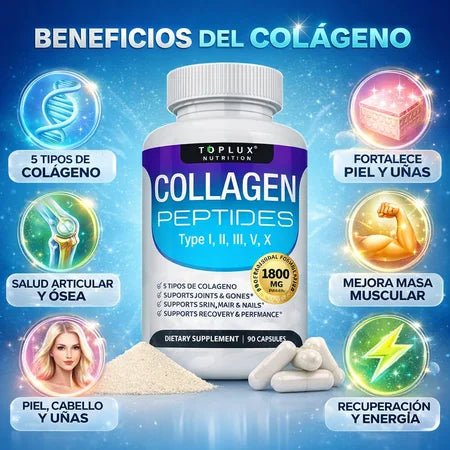 Collagen Peptides – Colágeno Hidrolizado 5 Tipos (90 Cápsulas)