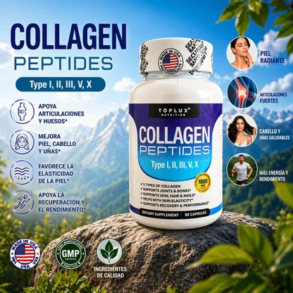 Collagen Peptides – Colágeno Hidrolizado 5 Tipos (90 Cápsulas)