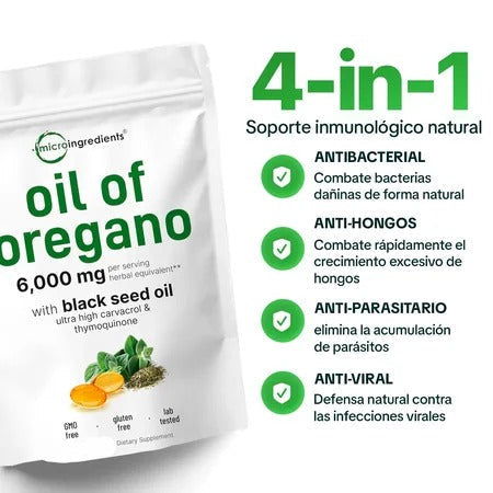 Aceite de Oregano 6000 mg x 90 Softgels - Sistema inmune y defensas